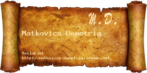 Matkovics Demetria névjegykártya